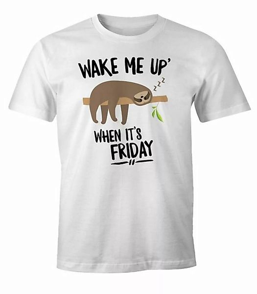 MoonWorks Print-Shirt Herren T-Shirt Faultier Sloth Wake me up when it's Fr günstig online kaufen