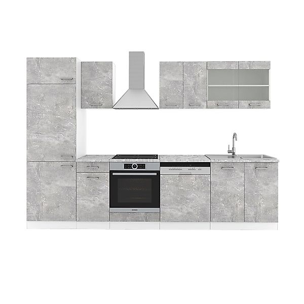 Vicco R-Line Küchenzeile Beton 300 cm AP Marmor günstig online kaufen