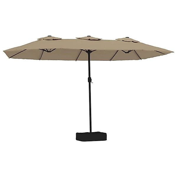 vidaXL Doppel-Sonnenschirm mit LED-Leuchten Taupe 449x265 cm 362956 günstig online kaufen