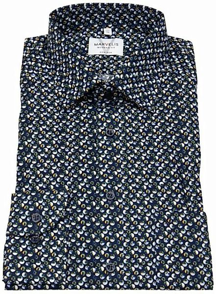 MARVELIS Langarmhemd Modern Fit leicht tailliert bügelfrei Kentkragen günstig online kaufen