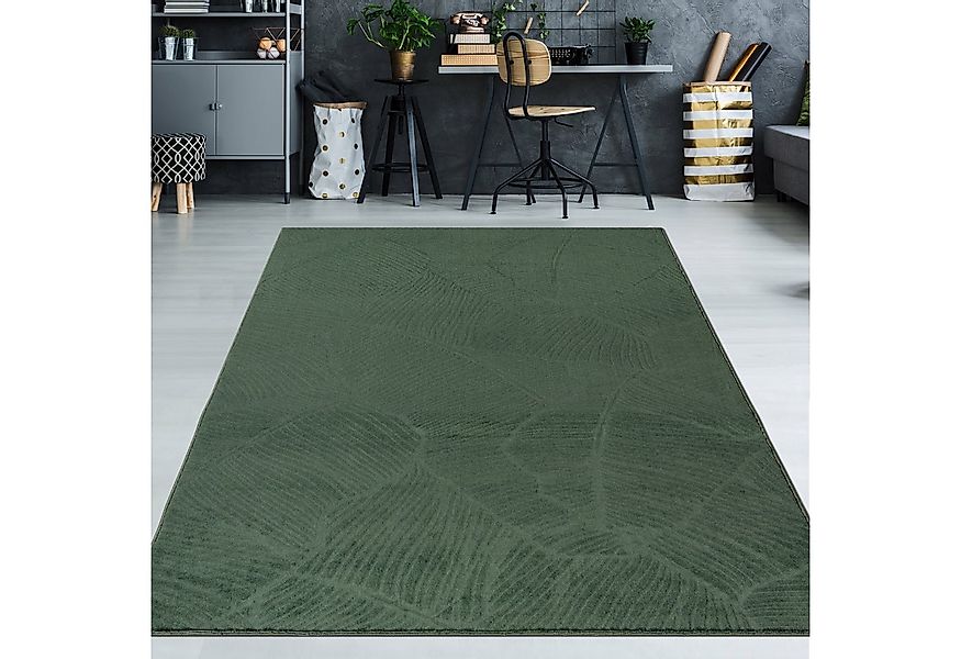 TeppichHome24 Teppich Schöner weicher Teppich mit Blattmuster in grün, rech günstig online kaufen