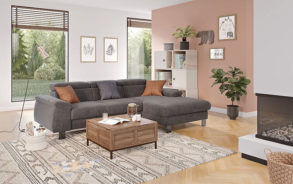 COTTA Ecksofa "Komaris L-Form, B: 244 cm" mit Kopfteilverstellung, optional günstig online kaufen