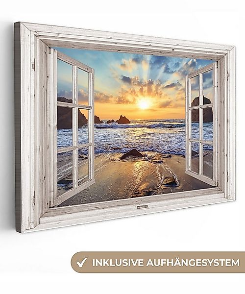 OneMillionCanvasses® Leinwandbild Strand - Aussicht - Sonnenuntergang - Lan günstig online kaufen
