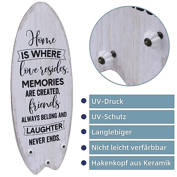 Melko Garderobenpaneel Plankenschild mit Kleiderhaken Wandschild günstig online kaufen