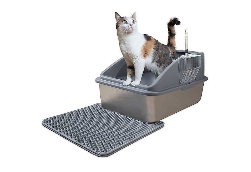 LINUMA Katzentoilette Edelstahl inkl. Streumatte & Schaufel Katzenklo hygie günstig online kaufen