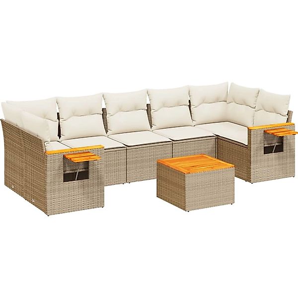 vidaXL 8-Tlg Garten-Sofagarnitur mit Kissen Beige Poly Rattan 3259055 günstig online kaufen