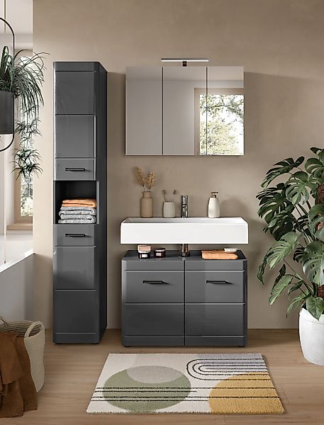 welltime Badmöbel-Set "Doux, bestehend aus: 2x Hochschrank, Waschbeckenunte günstig online kaufen