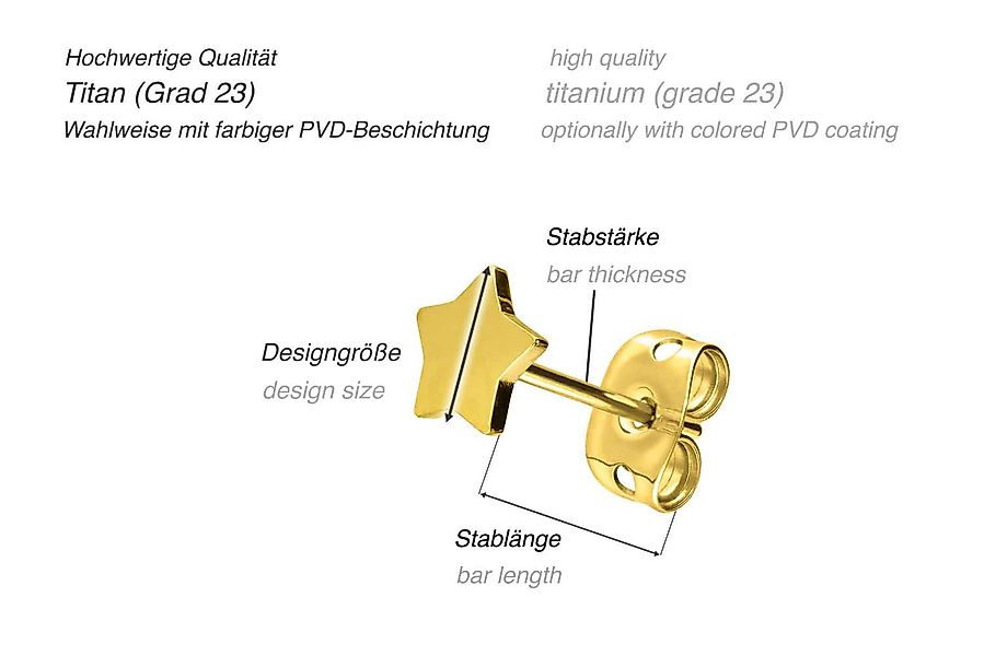 PIERCINGLINE Piercing-Set Titan Ohrstecker STERN (Ohrstecker günstig online kaufen