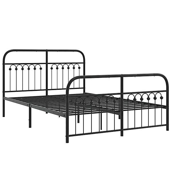 vidaXL Bettgestell mit Kopf- und Fußteil Metall Schwarz 140x200 cm 376619 günstig online kaufen