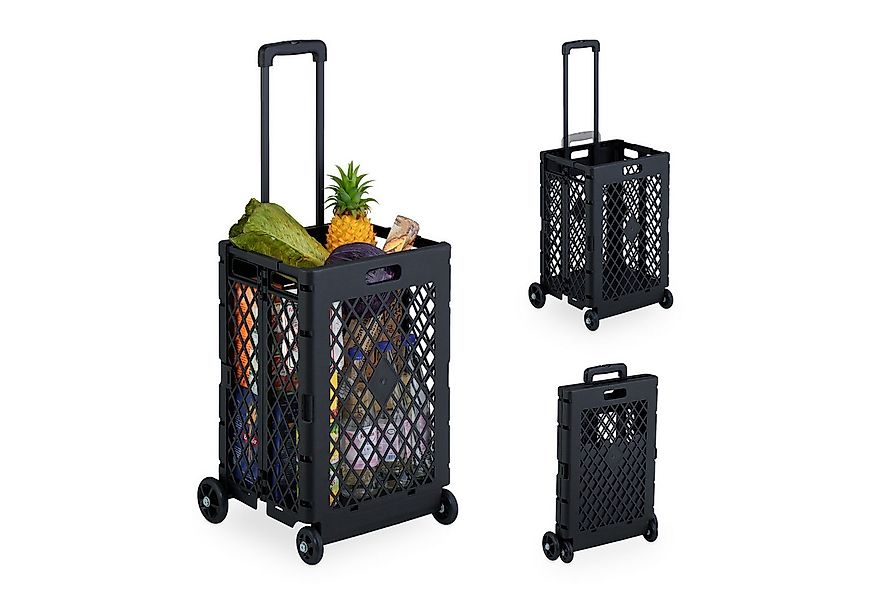 relaxdays Einkaufstrolley Klappbarer Einkaufstrolley, schwarz günstig online kaufen