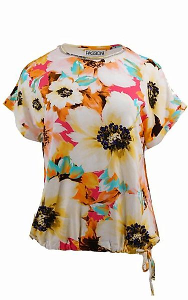 Passioni T-Shirt T-Shirt mit Blumenprint und Sommerfarben mit Kordelzug am günstig online kaufen