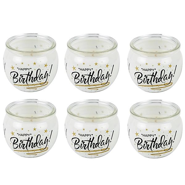 HS Candle Duftkerzen Sprüche 6er Pack Happy Birthday günstig online kaufen