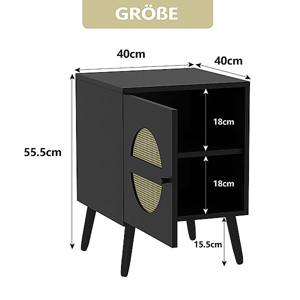 WAOHO Nachttisch Nachttisch Rattan geflecht, 2 günstig online kaufen