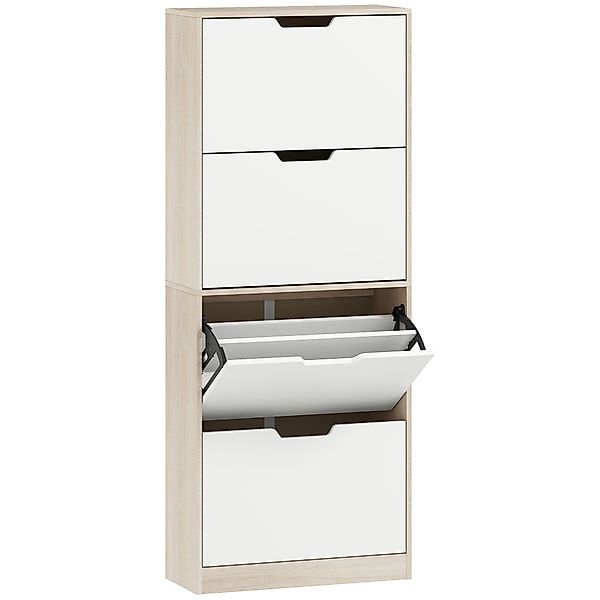 HOMCOM Schuhschrank Slim, 4 Klapptüren, für 16 Paar, 62,5 x 26 x 156 cm, Ho günstig online kaufen