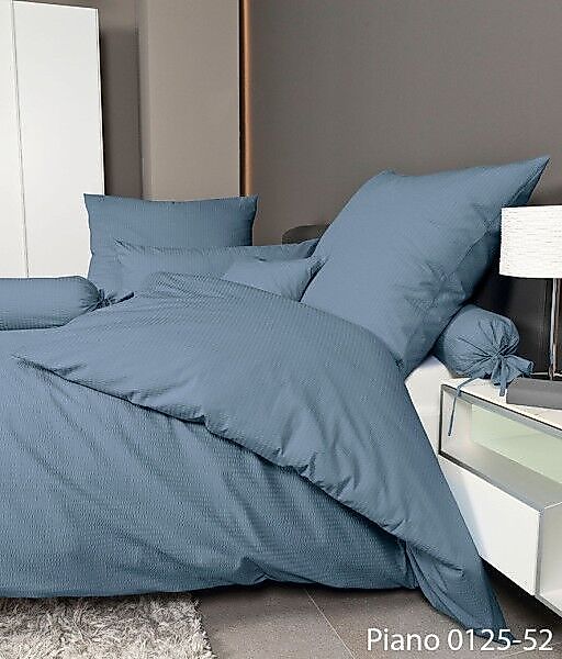 Janine Janine Mako-Soft-Seersucker Bettwäsche PIANO 0125 denimblau Größe: günstig online kaufen