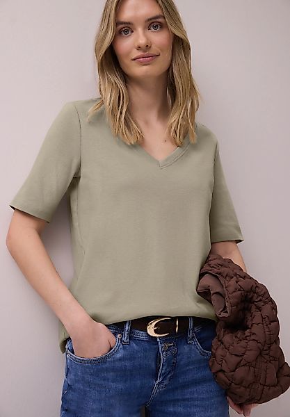 STREET ONE V-Shirt aus reiner Baumwolle günstig online kaufen