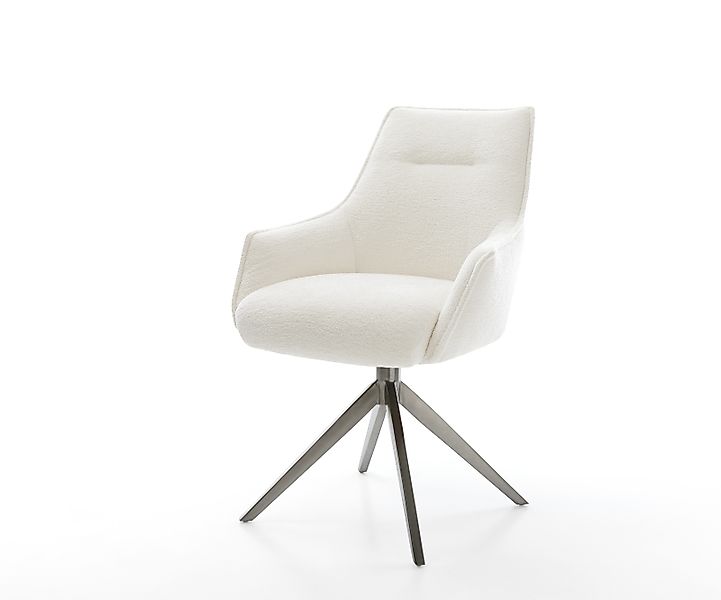 Drehstuhl Alja-Flex mit Armlehnen Bouclé Soft Beige Kreuzgestell breit Grap günstig online kaufen