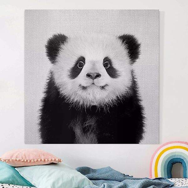Leinwandbild Baby Panda Prian Schwarz Weiß günstig online kaufen