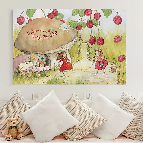 Leinwandbild Kinderzimmer - Querformat Erdbeerinchen Erdbeerfee - Unter dem günstig online kaufen