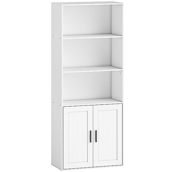 HOMCOM Bücherregal mit 5 Regalen, Schrank mit 2 Türen, offenen Regalen und günstig online kaufen