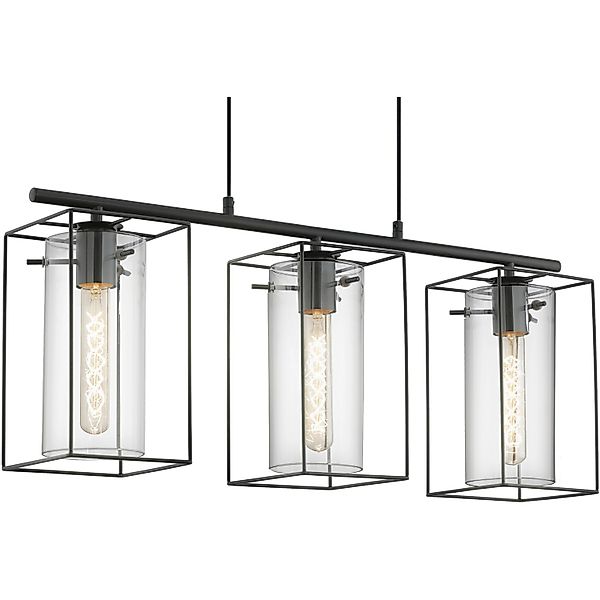 Eglo Pendelleuchte Loncino Schwarz-Transparent 3-flammig günstig online kaufen
