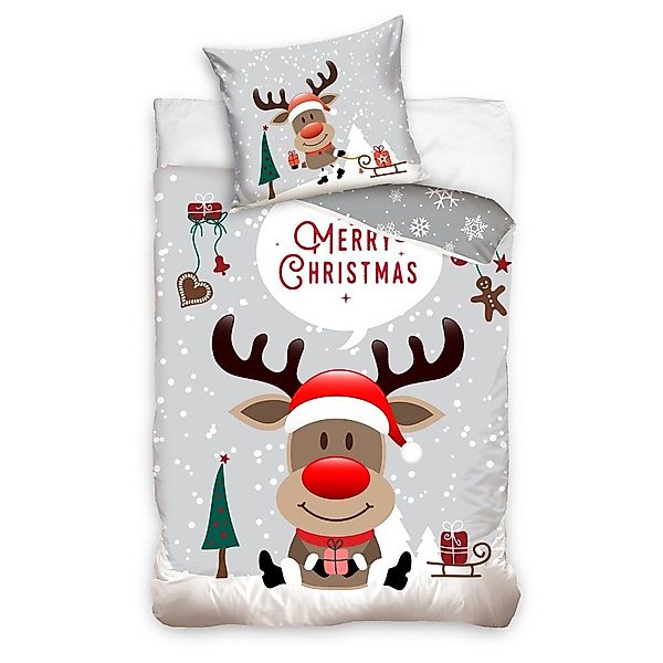 MTOnlinehandel Bettwäsche Weihnachten "Rentier mit roter günstig online kaufen