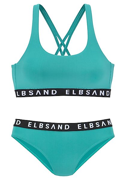 Elbsand Bustier-Bikini mit Markenschriftzügen in Kontrastfarbe günstig online kaufen