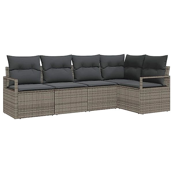vidaXL Garten-Sofa-Set 5-Tlg Grau Poly Rattan 3346379 günstig online kaufen