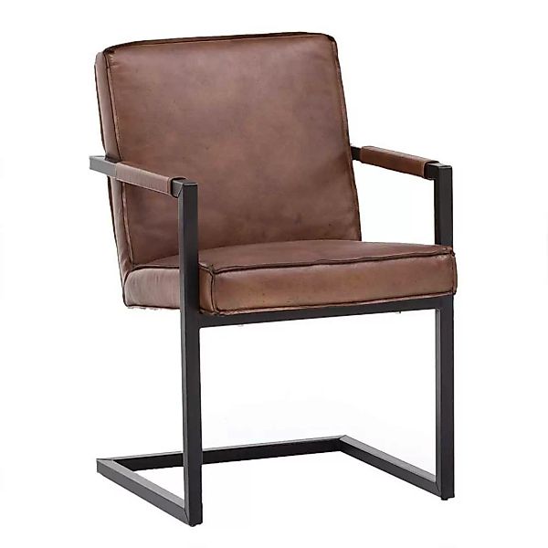 Freischwing Stühle aus Echtleder und Metall Armlehnen (2er Set) günstig online kaufen