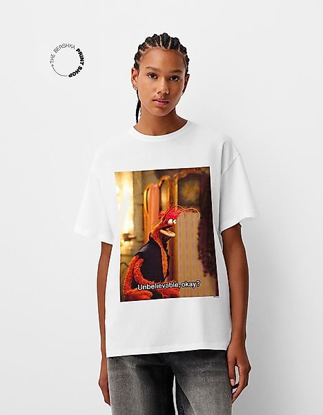 Bershka Oversize-T-Shirt Muppets Mit Kurzen Ärmeln Damen S Grbrochenes Weis günstig online kaufen