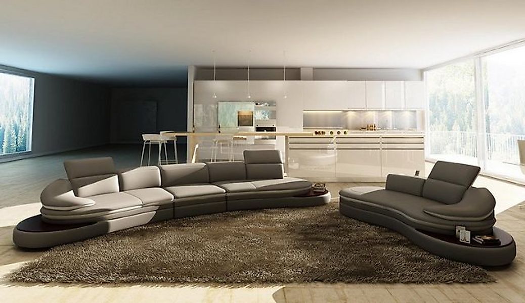 JVmoebel Big-Sofa Halb Runde Leder Sofa Ecksofa Wohnlandschaft Polster Neu, günstig online kaufen