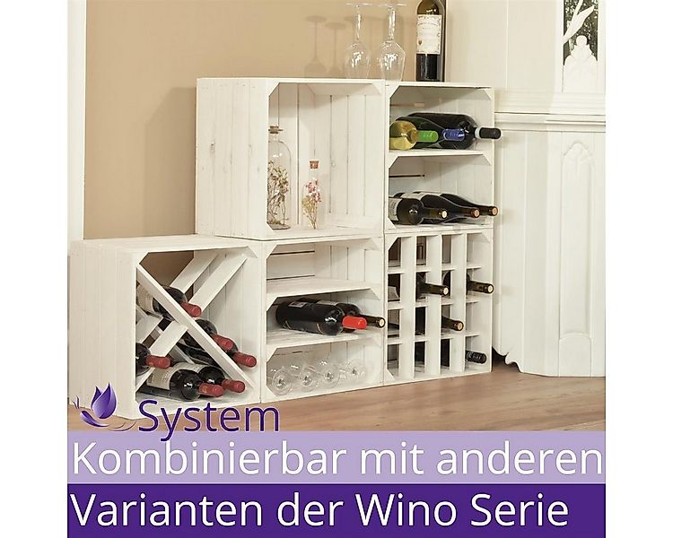 CHICCIE Weinregal Wino Flaschenregal aus Holz Weiß Geflammt 2x Regal, 1-tlg günstig online kaufen