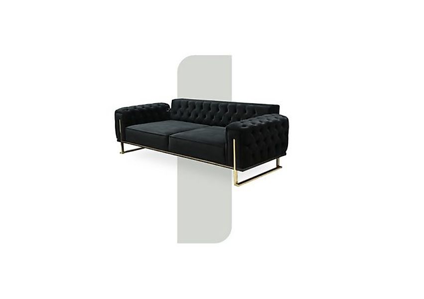 Xlmoebel 3-Sitzer Elegantes Dreisitzer Sofa aus Edelstahl in Schwarz Cheste günstig online kaufen