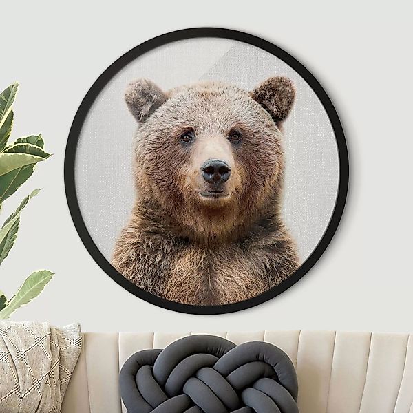 Rundes Gerahmtes Bild Grizzlybär Gustel günstig online kaufen