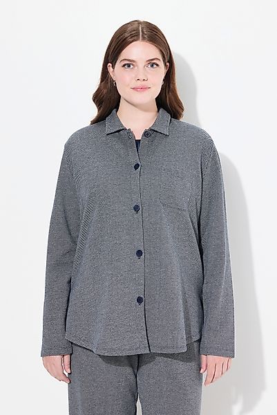Ulla Popken Sommerjacke Sweat-Shaket Hemdkragen Brusttasche günstig online kaufen