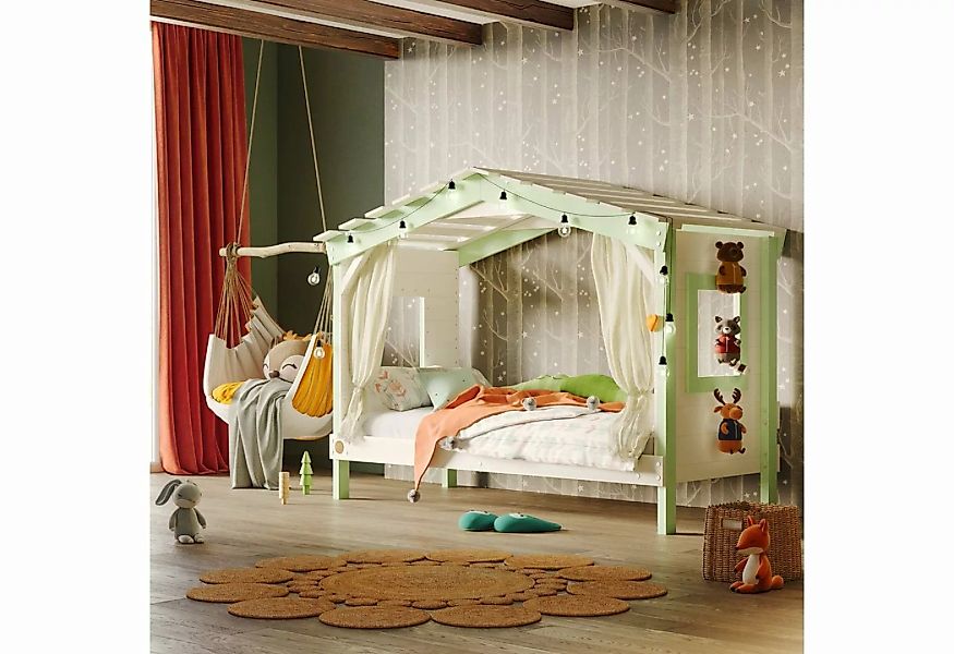 bibex Kinderbett DOLCE NIDO Kinderbett, Spielbett, Spielhaus, Weiss/Grün günstig online kaufen