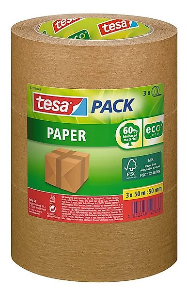 tesa Klebeband tesapack Paper ecoLogo® Packband (Set, 3-St) braun - je 50 m günstig online kaufen