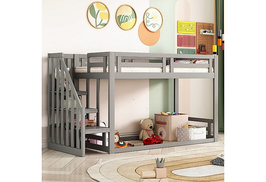 Merax Hochbett (1-St., Kieferholzbett Kinderbett) Etagenbett 90x200cm mit S günstig online kaufen