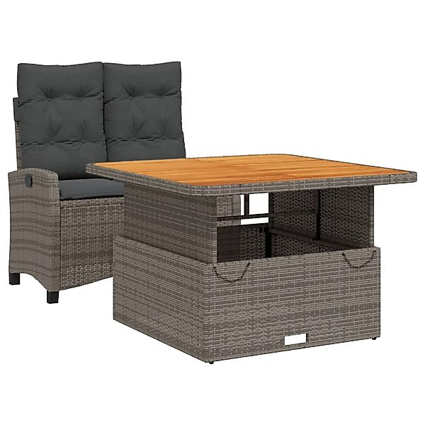vidaXL 2-Tlg Garten-Essgruppe mit Kissen Grau Poly Rattan 3277403 günstig online kaufen