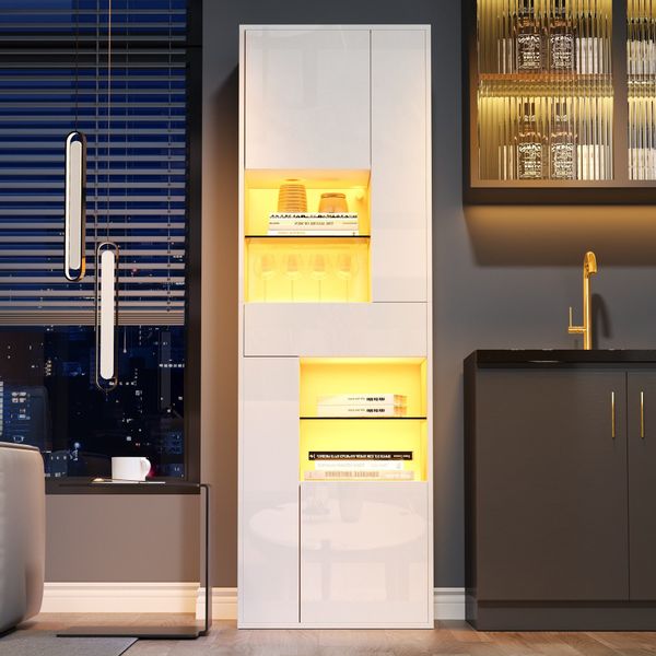 Merax Standvitrine Standvitrine mit LED-Beleuchtung, Hochglanzfront günstig online kaufen