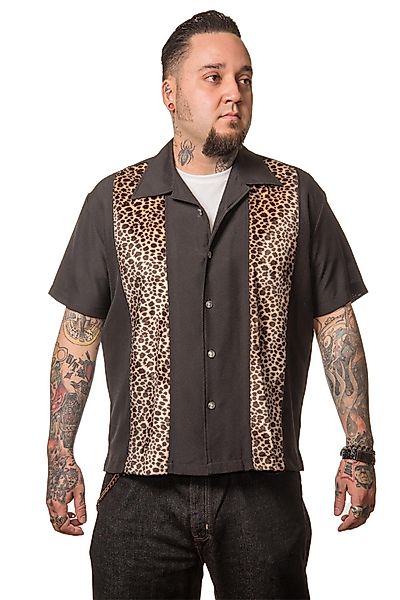 Steady Clothing Kurzarmhemd Leopard Muster Schwarz günstig online kaufen