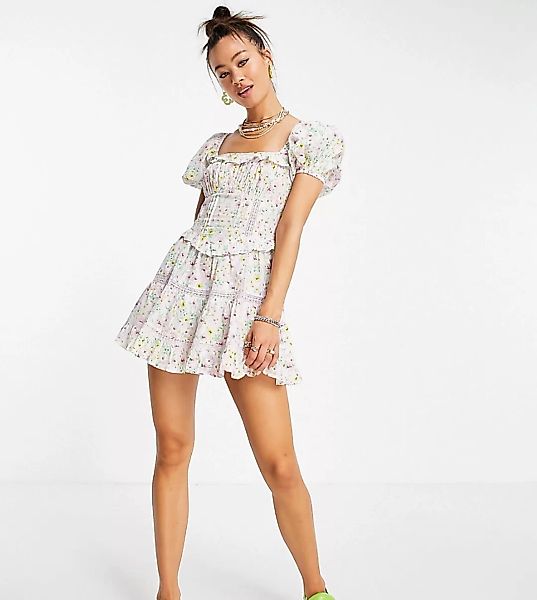 Reclaimed Vintage Inspired – Mini-Sommerkleid mit Schnürung am Rücken und B günstig online kaufen