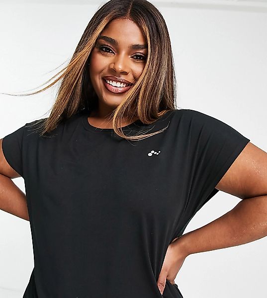 Only Play Curve – Weites Sport-T-Shirt mit sehr kurzen Ärmeln in Schwarz, K günstig online kaufen