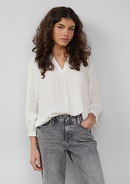QS Langarmbluse Viskose-Bluse mit Raffung an der Schulter Raffung günstig online kaufen