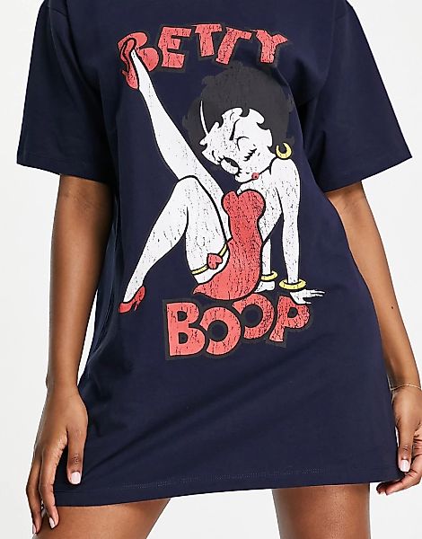 ASOS DESIGN – Betty Boop – Schlaf-T-Shirt in Anthrazit-Grau günstig online kaufen