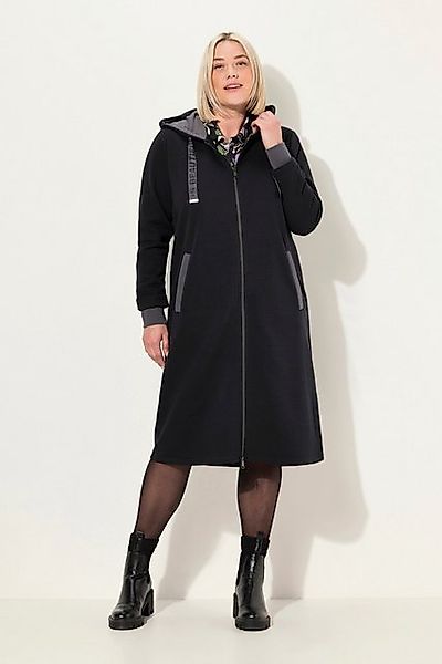 Ulla Popken Langjacke Long-Sweatjacke Kapuze 2-Wege-Zipper günstig online kaufen