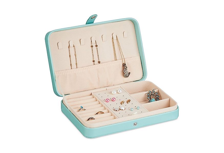 relaxdays Schmuckkasten Schmuckkästchen für Reisen, Türkis günstig online kaufen