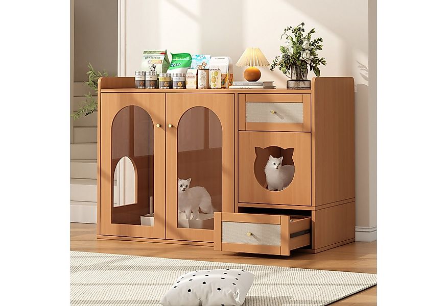 REDOM Katzenhaus 5-in-1 Katzenkloschrank mit Futterbereich, Ruhebereich, Ve günstig online kaufen
