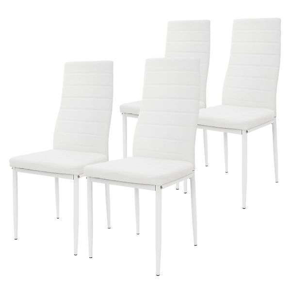 ML-Design Esszimmerstühle 4Er Set aus Kunstleder Weiß Metallbeinen günstig online kaufen