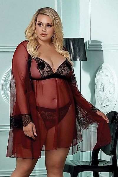 Anais Apparel Size Plus Jumpsuit Morgenmantel in rot/schwarz - XL/2XL günstig online kaufen